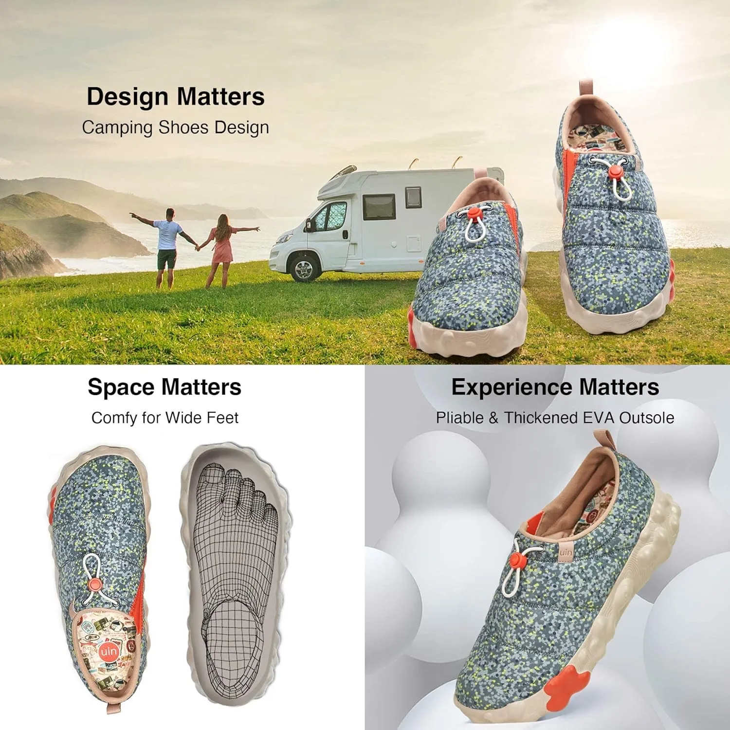 UIN Men's Camping Walking Travel Shoes Casual Slip On Loafers Lightweight Art Painted Fashion Sneaker Toledo
