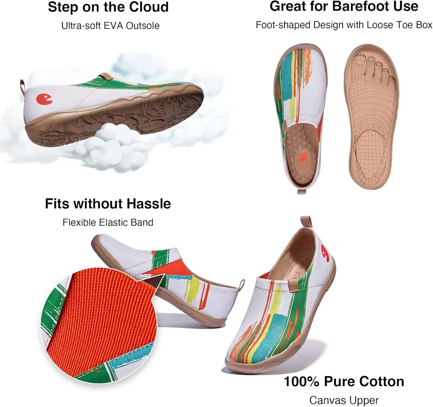 UIN Men's Loafers Painted Travel Shoes Slip On Walking Casual Lightweight Comfort Fashion Sneaker ToledoⅠColor & Geometry