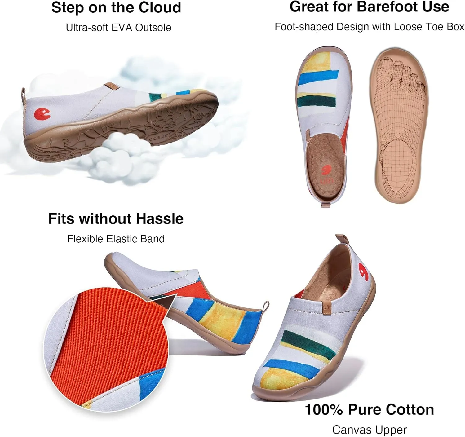 UIN Men's Loafers Painted Travel Shoes Slip On Walking Casual Lightweight Comfort Fashion Sneaker ToledoⅠColor & Geometry