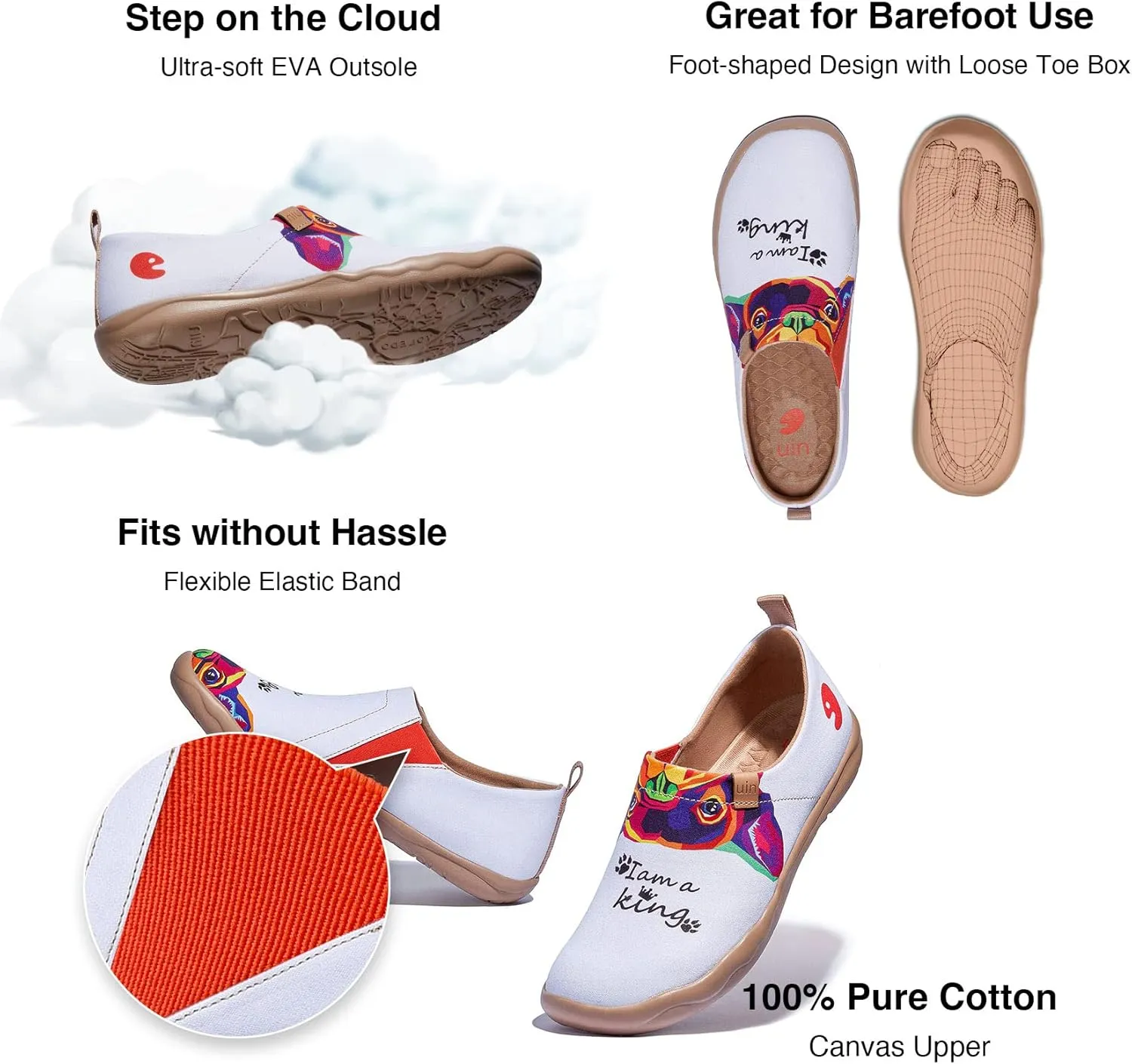 UIN Women's Artistic Cute Pets Design Slip-On Shoes Fun Comfortable Casual Flats Lightweight Everyday Loafers Footwear