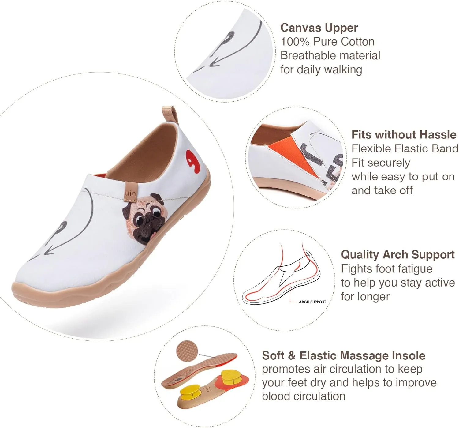 UIN Women's Artistic Cute Pets Design Slip-On Shoes Fun Comfortable Casual Flats Lightweight Everyday Loafers Footwear