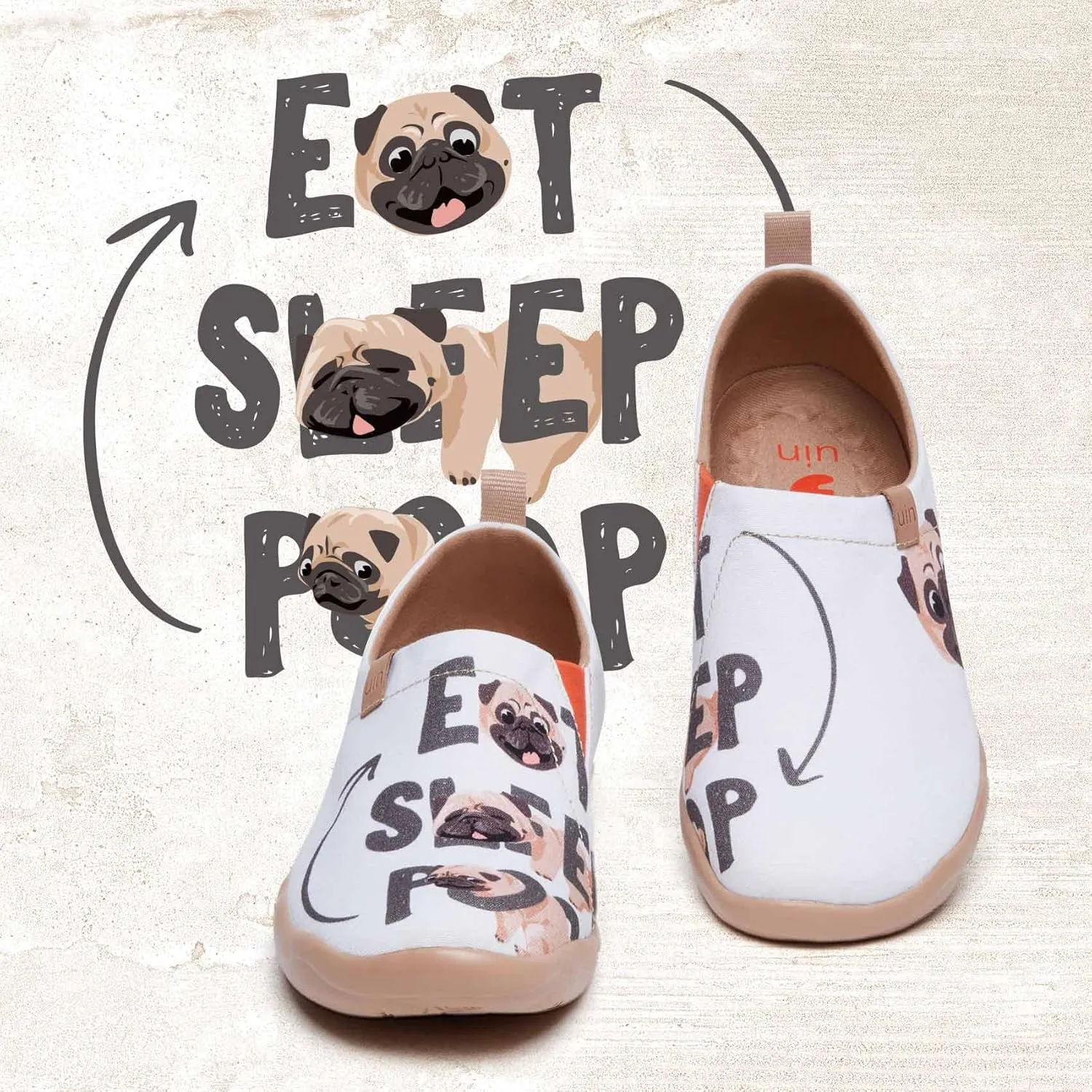 UIN Women's Artistic Cute Pets Design Slip-On Shoes Fun Comfortable Casual Flats Lightweight Everyday Loafers Footwear