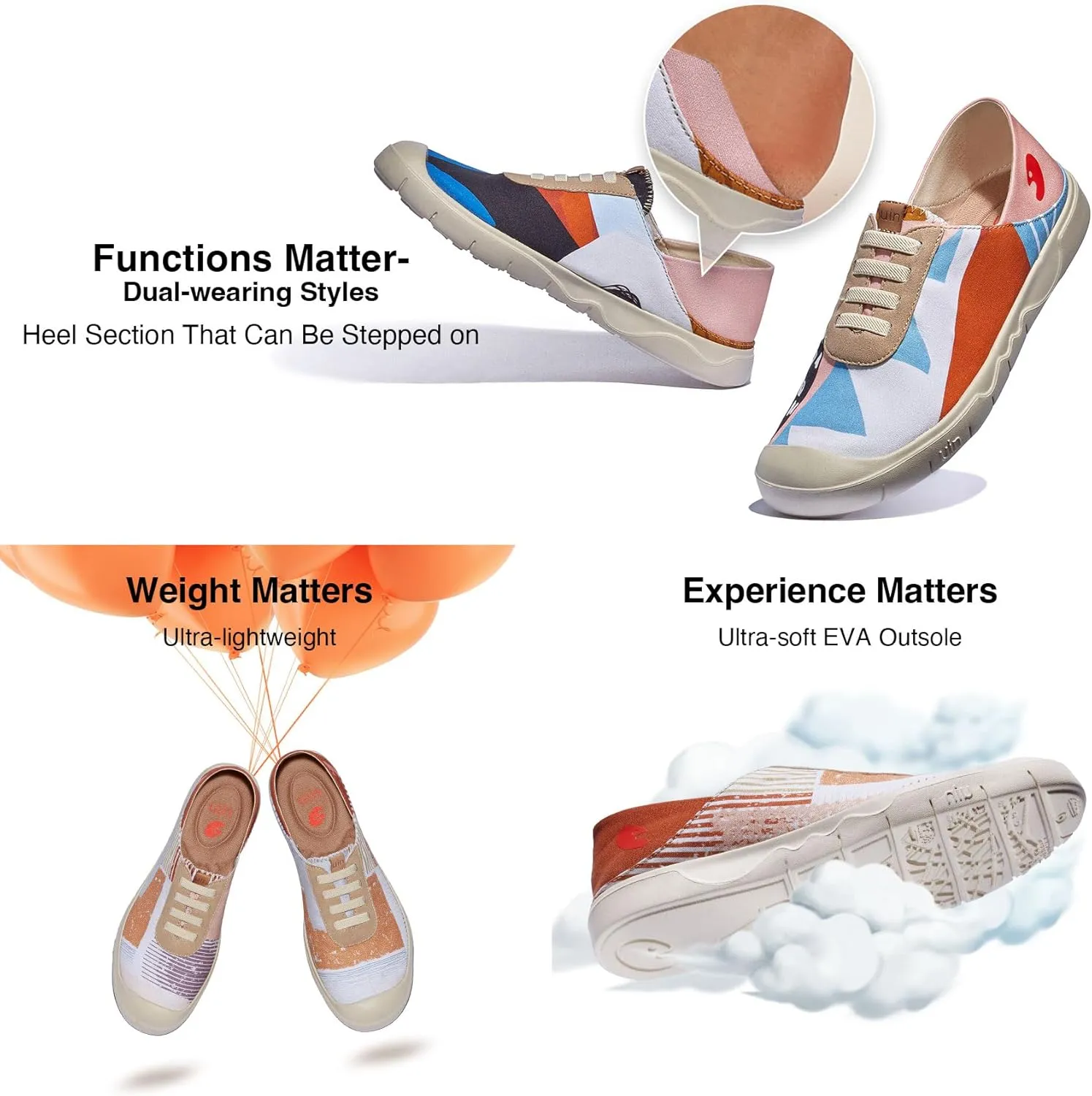UIN Women's Fashion Sneakers Lightweight Walking Casual Slip Ons Loafers Comfortable Art Painted Travel Shoes Cadiz