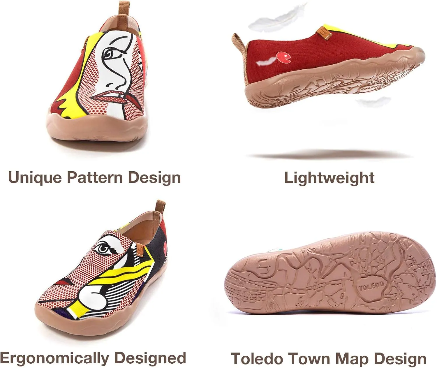 UIN Women's Slip-On Shoes Comfortable Breathable Knit Casual Footwear Stylish Travel-Friendly Loafers