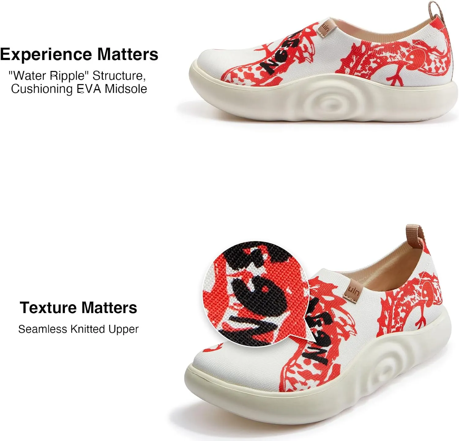 UIN Year of The Dragon Women's Travel Walking Shoes Slip On Casual Loafers 2024 Chinese Lunar New Year