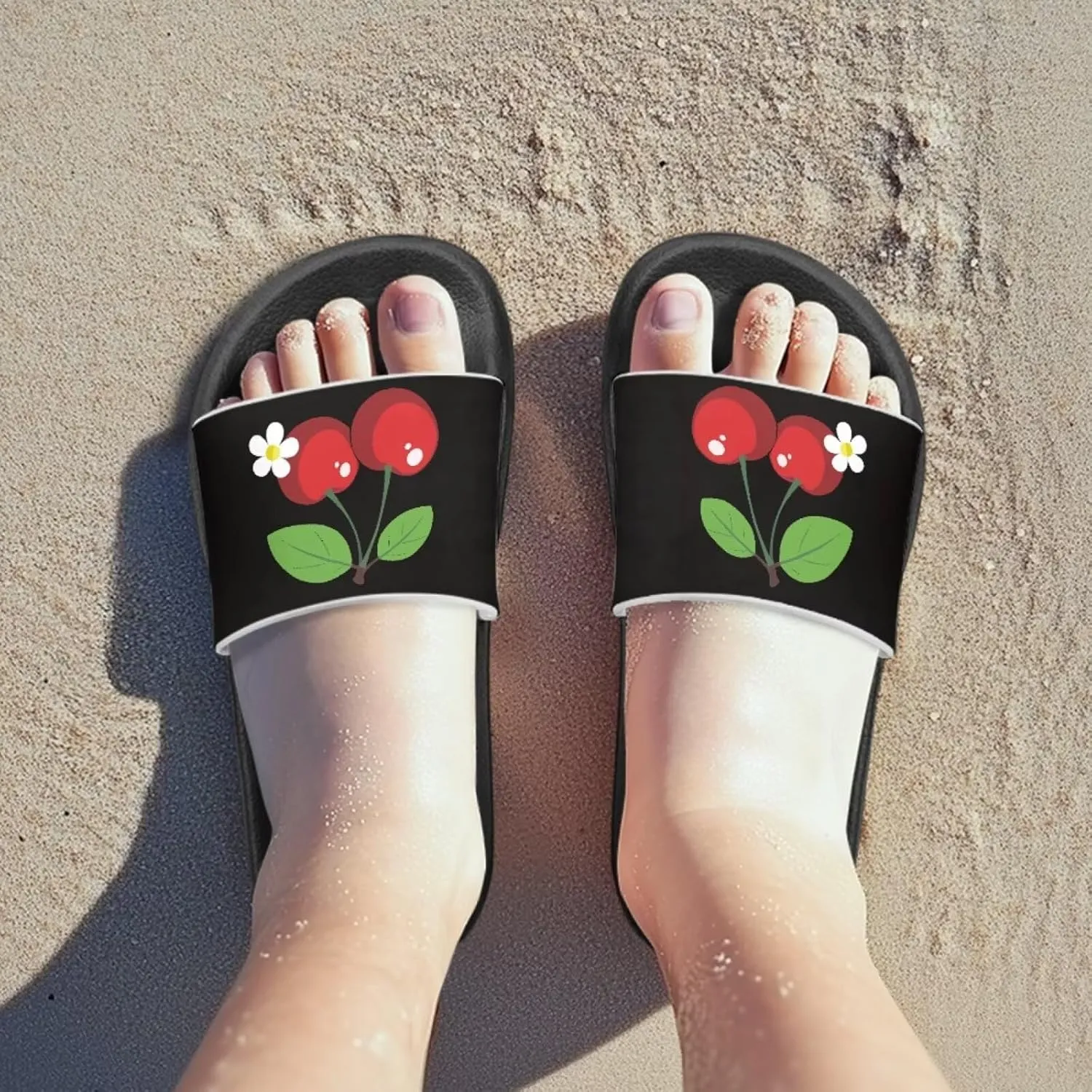 UNICEU Fruit Print Slides Sandals for Kids Quick Dry Comfortable Shower Slippers Slip On Open Toe Water Shoes for Beach