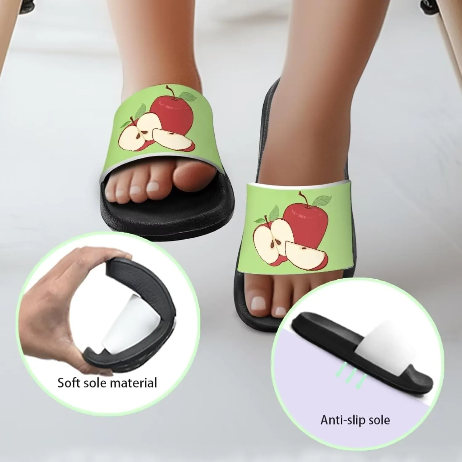 UNICEU Fruit Print Slides Sandals for Kids Quick Dry Comfortable Shower Slippers Slip On Open Toe Water Shoes for Beach