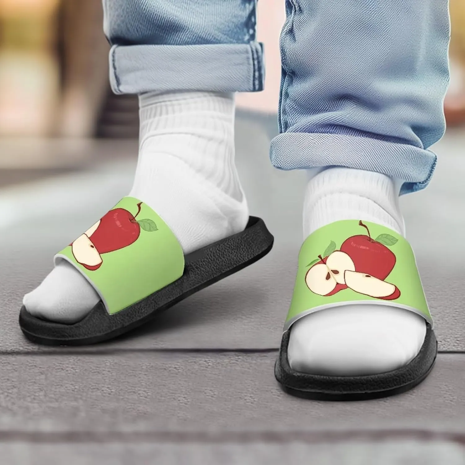 UNICEU Fruit Print Slides Sandals for Kids Quick Dry Comfortable Shower Slippers Slip On Open Toe Water Shoes for Beach