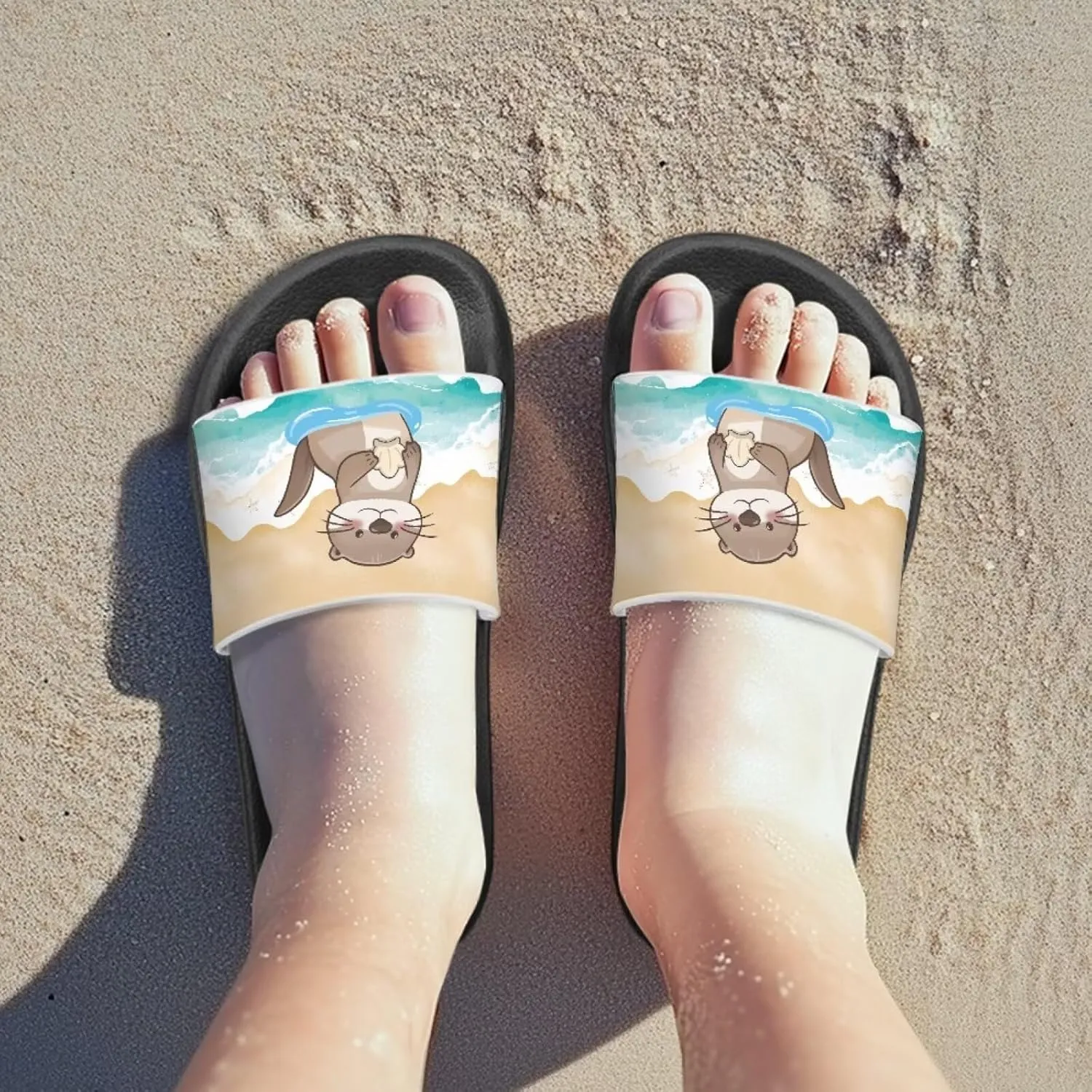 UNICEU Kids Slippers Slip-On Open Toe Quick Drying Slides Sandals Girls Boys Casual Non-Slip Lightweight Shower Shoes