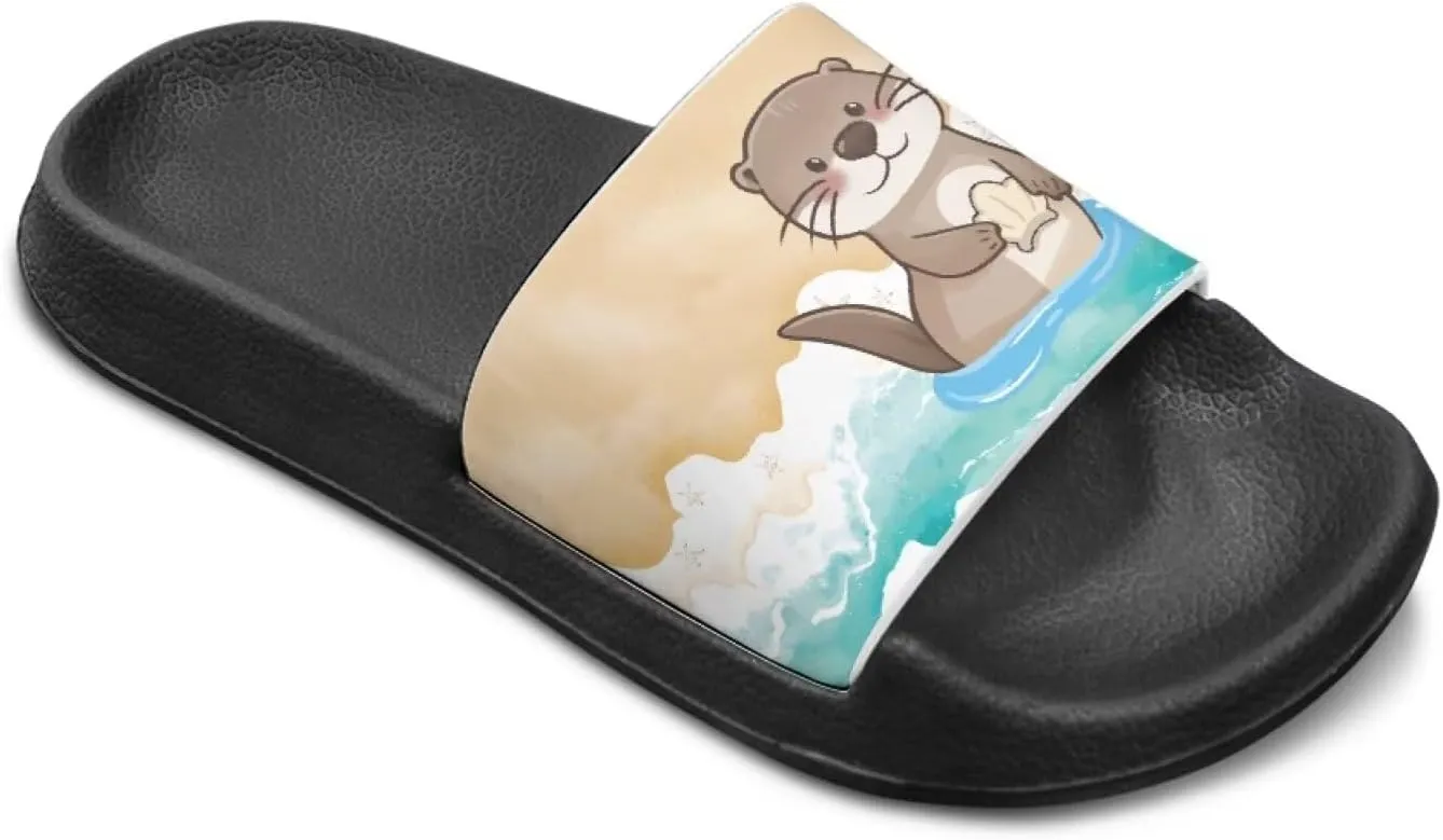 UNICEU Kids Slippers Slip-On Open Toe Quick Drying Slides Sandals Girls Boys Casual Non-Slip Lightweight Shower Shoes