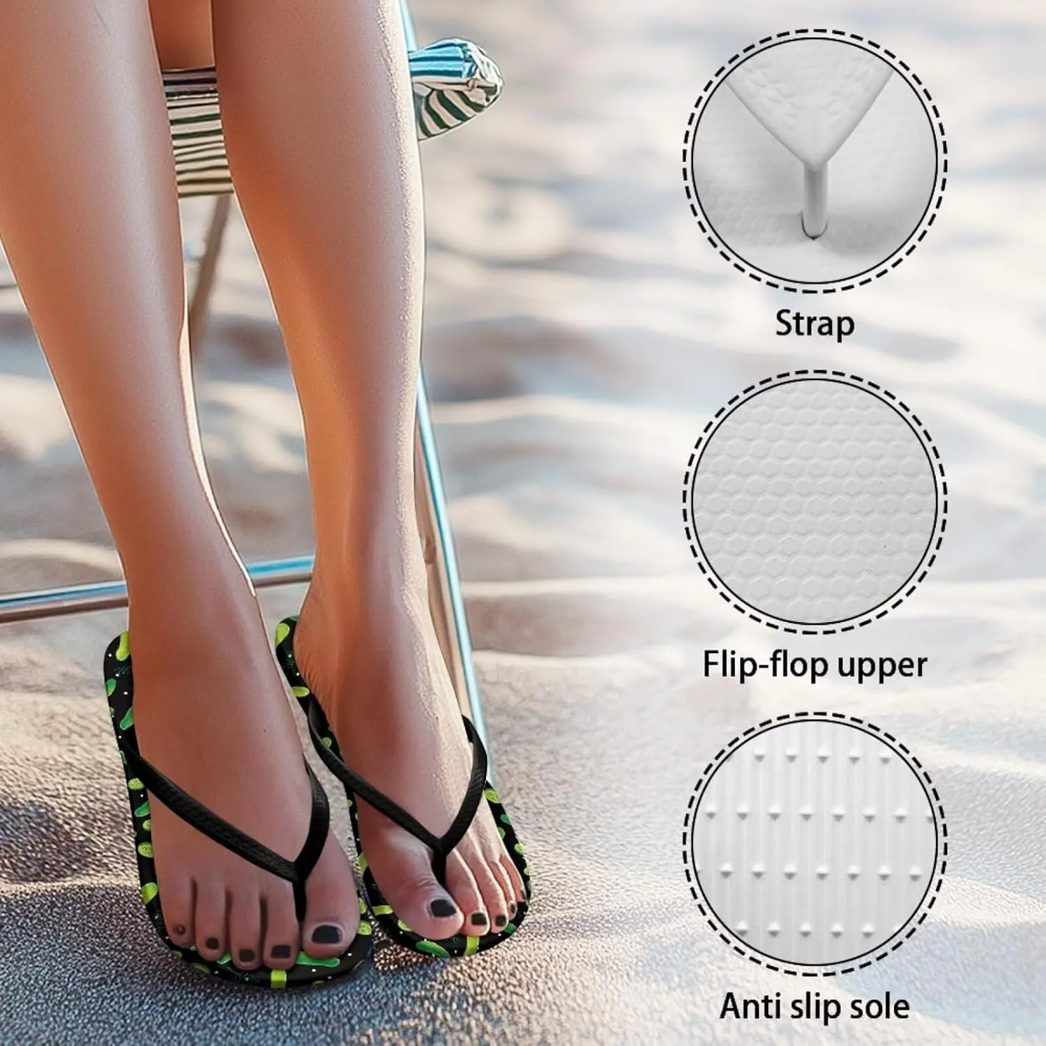 UNICEU Womens Flip Flops Casual Comfortable Soft Footbed Beach Thong Sandals Non-Slip Quick Dry Bathroom Shower Shoes