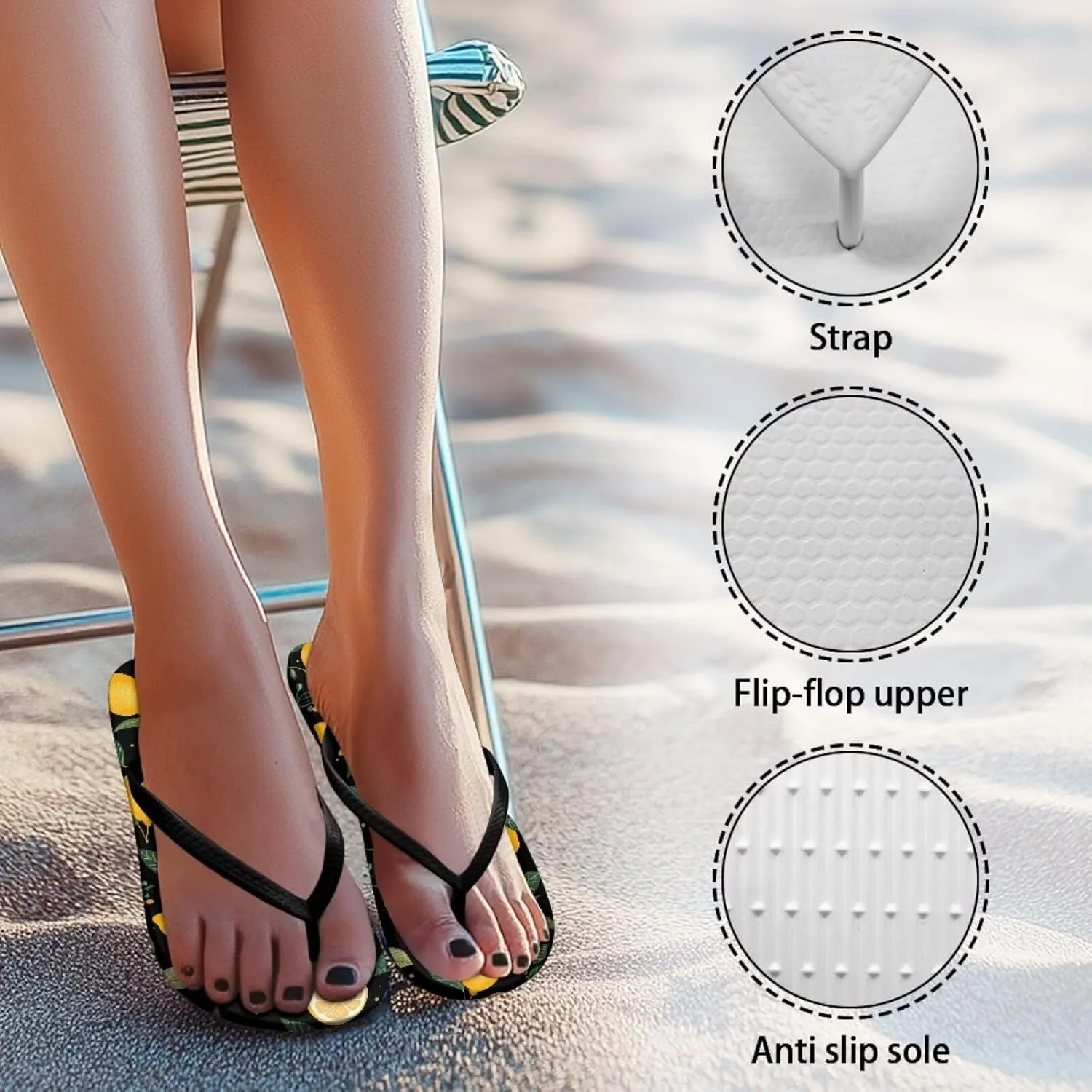 UNICEU Womens Flip Flops Casual Comfortable Soft Footbed Beach Thong Sandals Non-Slip Quick Dry Bathroom Shower Shoes
