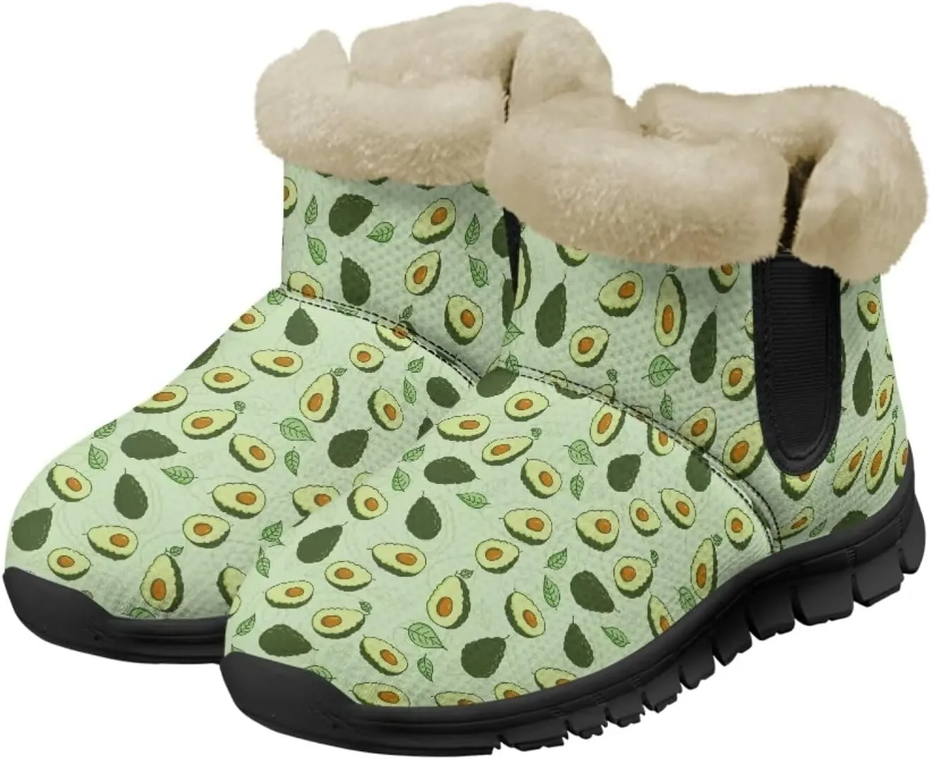 UNICEU Womens Winter Boots Lightweight Faux Fur Lined Booties Warm Snow Boots Flat Slip-on Shoes for Outdoor Walking