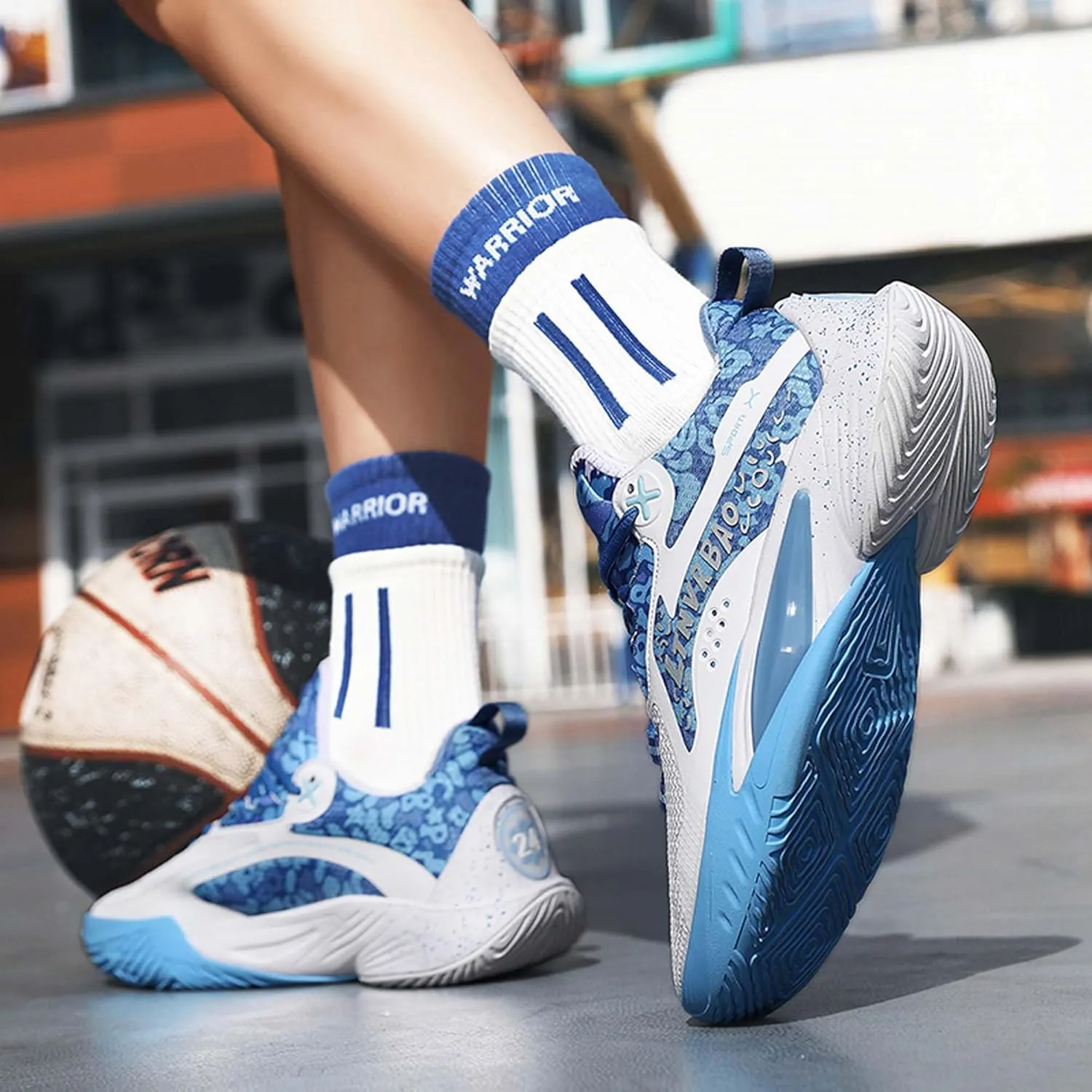 Unisex Fashion Basketball Shoes Breathable Mesh Sneakers Street Personalized Trend Basketball Sneakers Indoor and Outdoor Anti-Slip Cushioning Running Training Shoes
