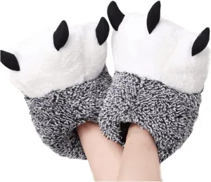 Unisex Polar Bear Paw Slippers Boots Plush Furry Animal Paw House Slippers for Couples Animal slippers