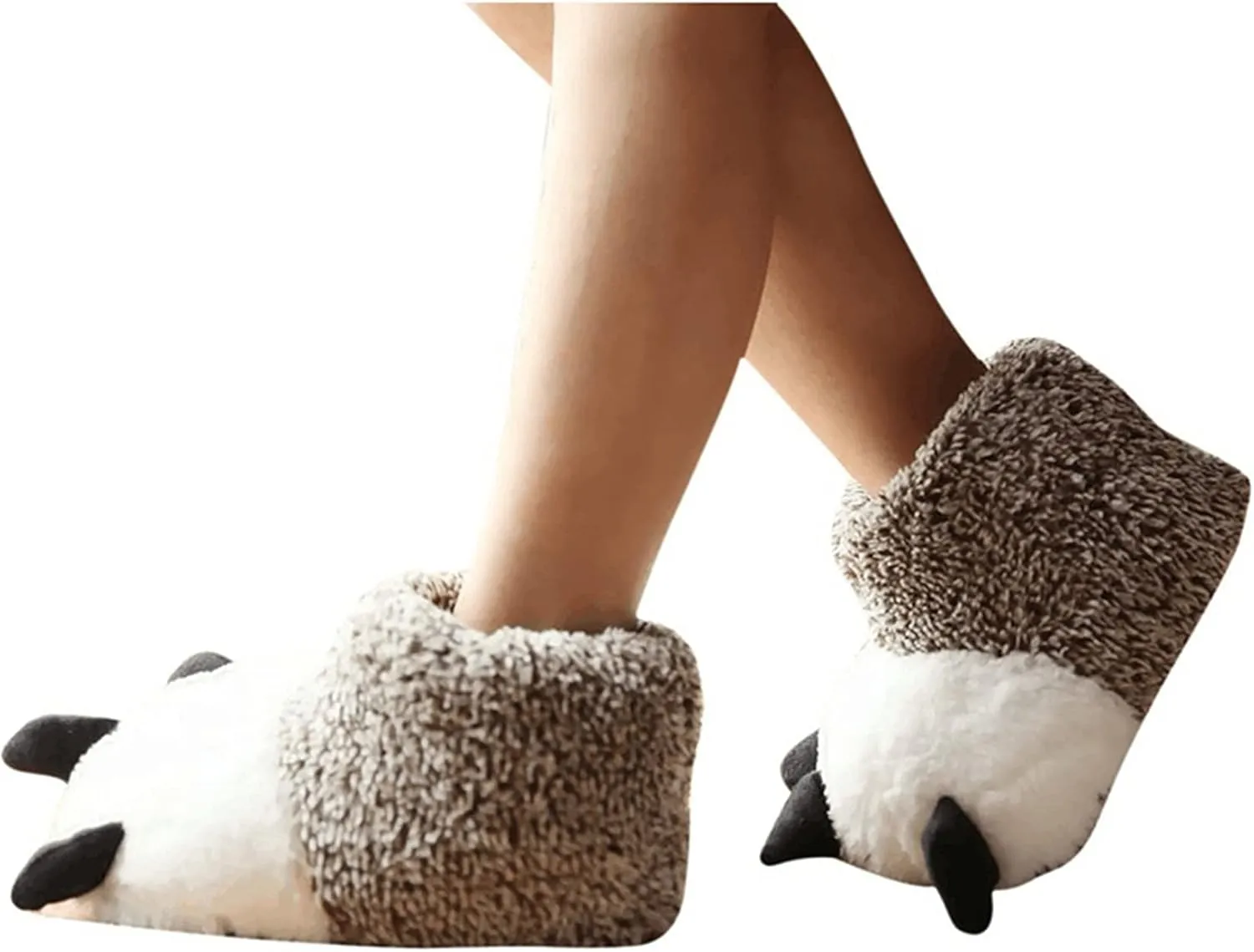 Unisex Polar Bear Paw Slippers Boots Plush Furry Animal Paw House Slippers for Couples Animal slippers