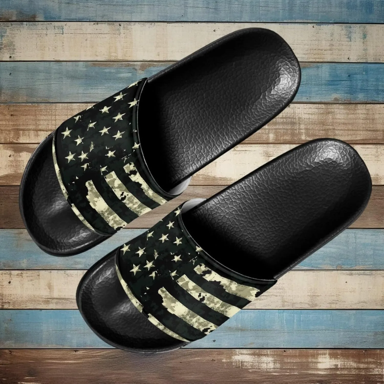 Unisex Slide Sandals with Soft Footbed Comfort Slides for Women and Men, Slide Sandals Leather Size 6-13.5