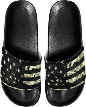 Unisex Slide Sandals with Soft Footbed Comfort Slides for Women and Men, Slide Sandals Leather Size 6-13.5