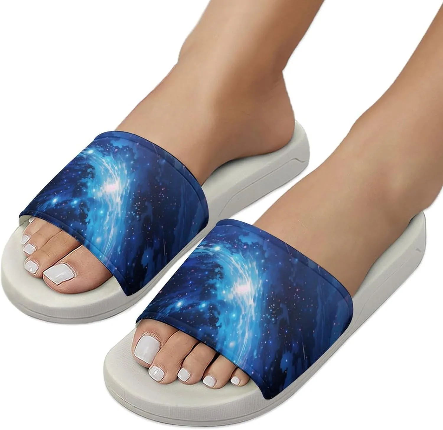 Universe Night Sky Funny House Sandals Non Slip Shower Slippers Quick Drying Bathroom Shoes for Women Men