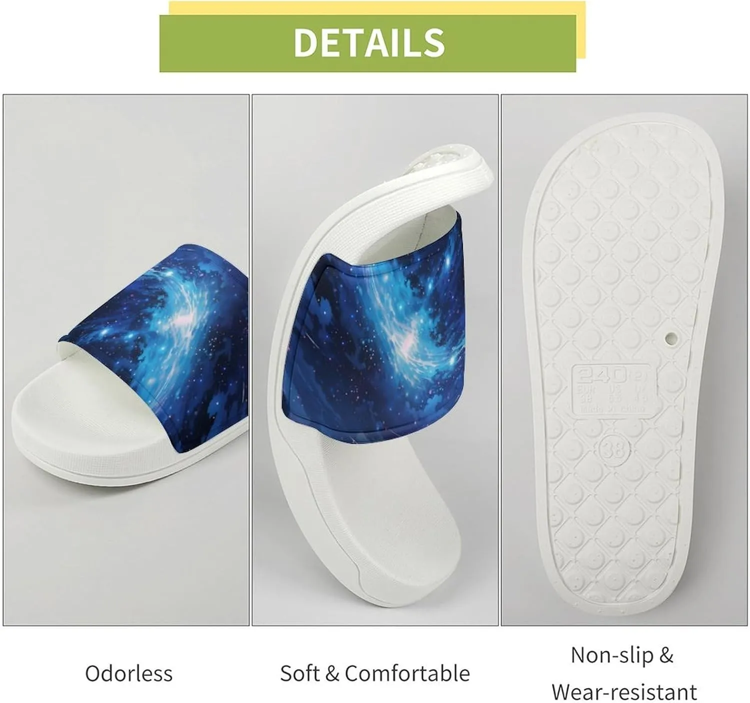 Universe Night Sky Funny House Sandals Non Slip Shower Slippers Quick Drying Bathroom Shoes for Women Men