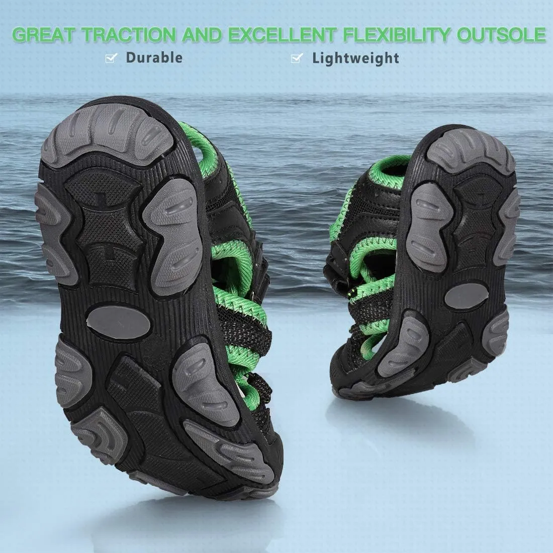 UOVO Boys Sandals Kids Sandals Hiking Athletic Closed-Toe Beach Summer Sandals for Boys Quick-Dry Non-Slip