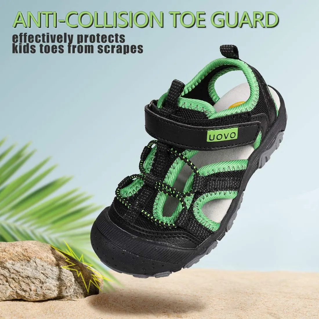 UOVO Boys Sandals Kids Sandals Hiking Athletic Closed-Toe Beach Summer Sandals for Boys Quick-Dry Non-Slip