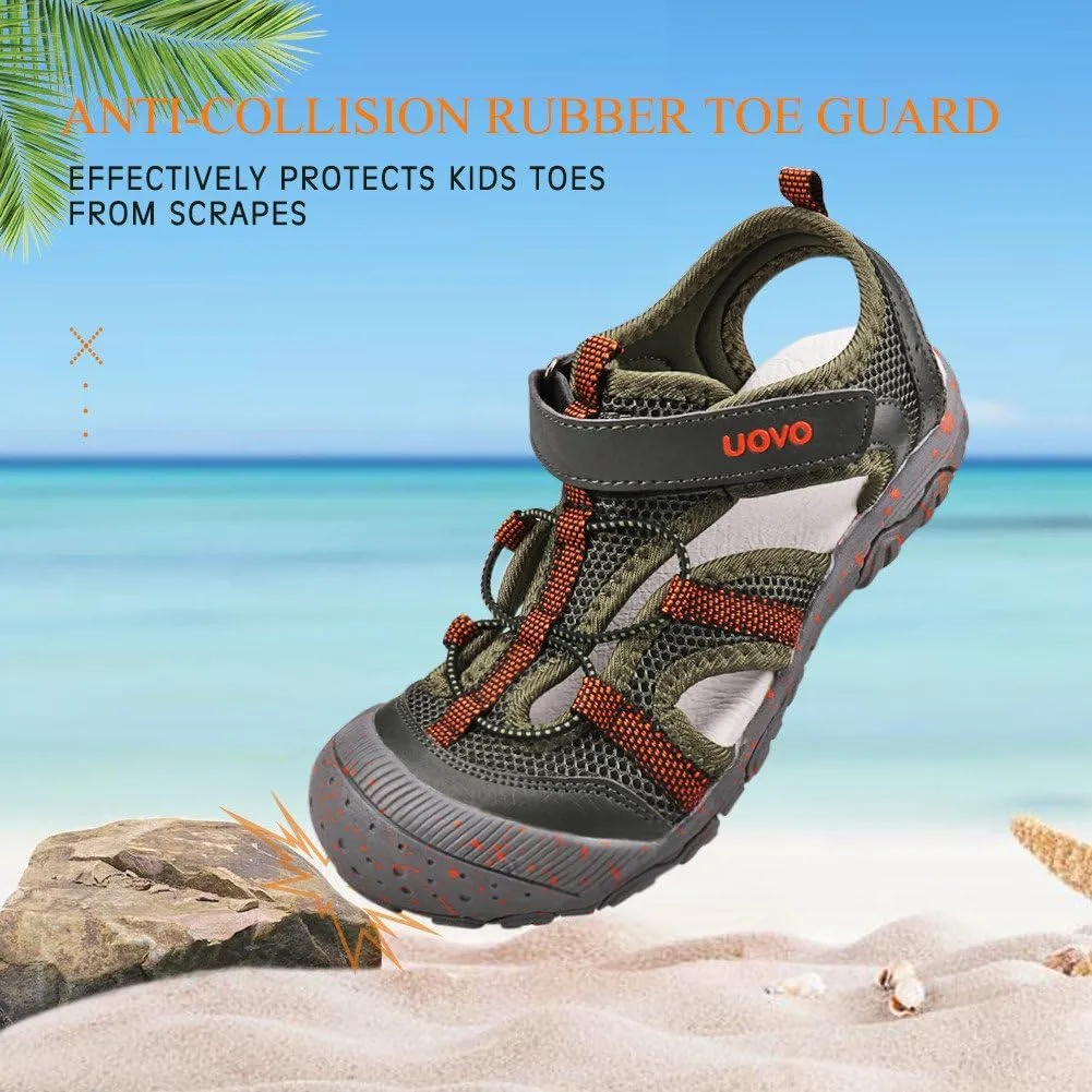 UOVO Boys Sandals Kids Sandals Hiking Athletic Closed-Toe Beach Summer Sandals for Boys Quick-Drying Slip Resistant