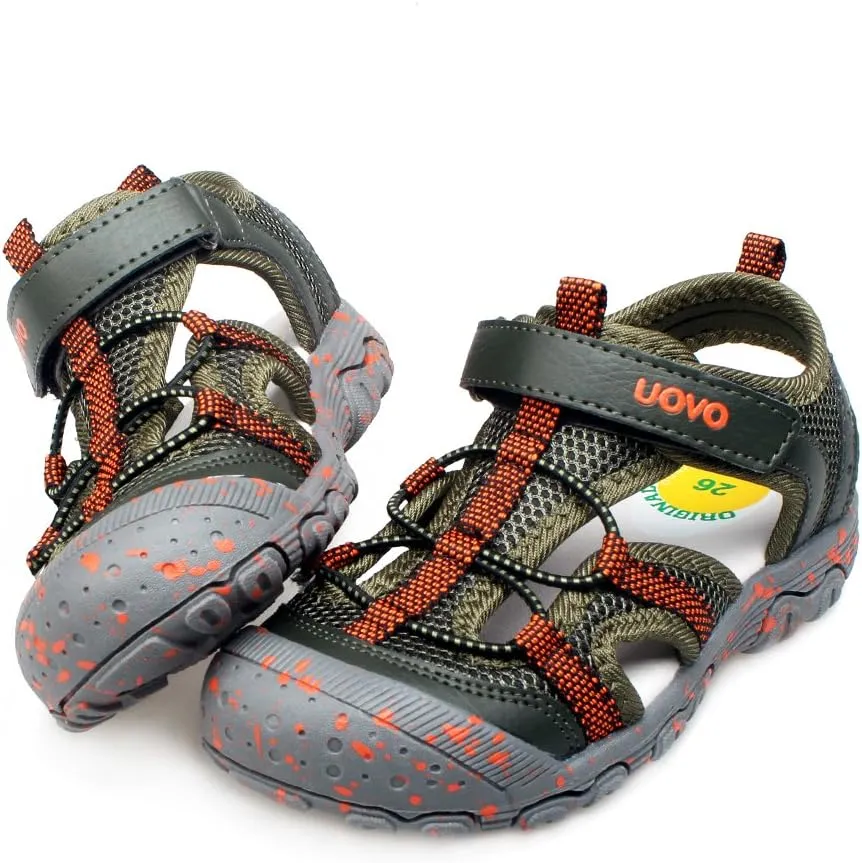 UOVO Boys Sandals Kids Sandals Hiking Athletic Closed-Toe Beach Summer Sandals for Boys Quick-Drying Slip Resistant
