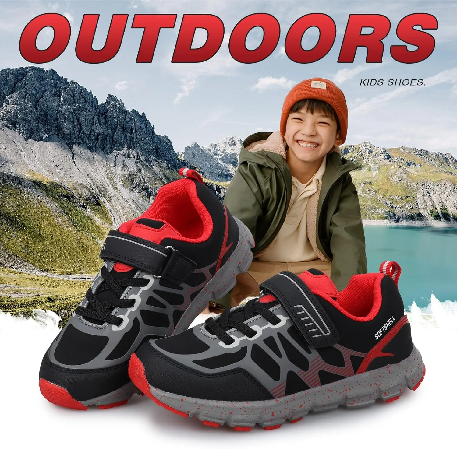 UOVO Boys Shoes Boys Sneakers Boys Tennis Hiking Running Shoes Kids Waterproof Athletic Outdoor Sneakers Non-Slip Comfy(Little/Big Boys)