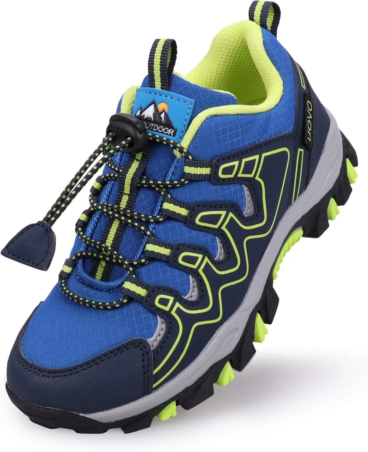 UOVO Boys Shoes Boys Sneakers Boys Tennis Running Shoes Waterproof Hiking Shoes Kids Athletic Outdoor Sneakers Slip Resistant(Little/Big Boys) Blue/Yellow