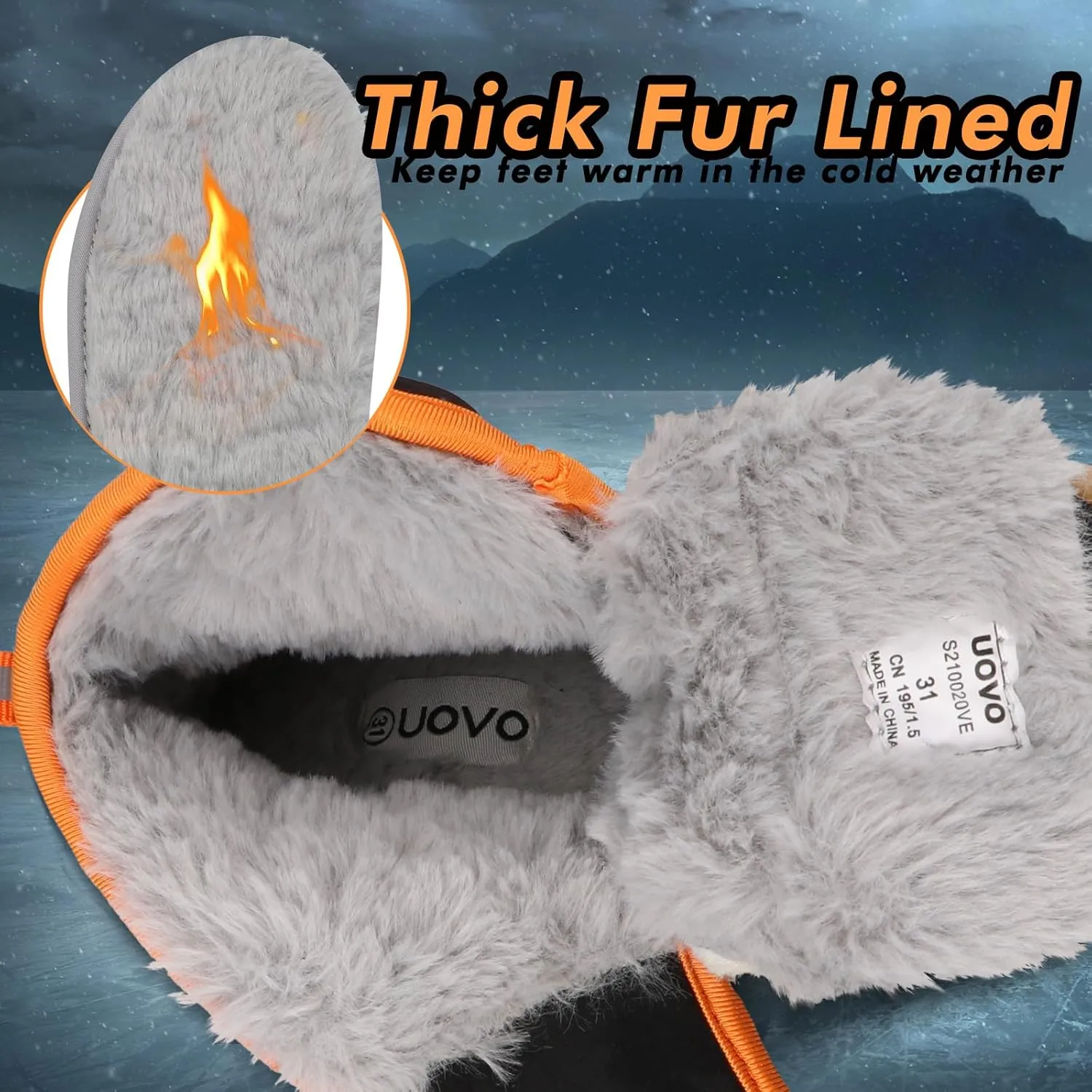 UOVO Kids Boys Winter Snow Boots Ankle Fur Lined Slip Resistant Outdoor Warm Shoes (Toddler/Little Kid)