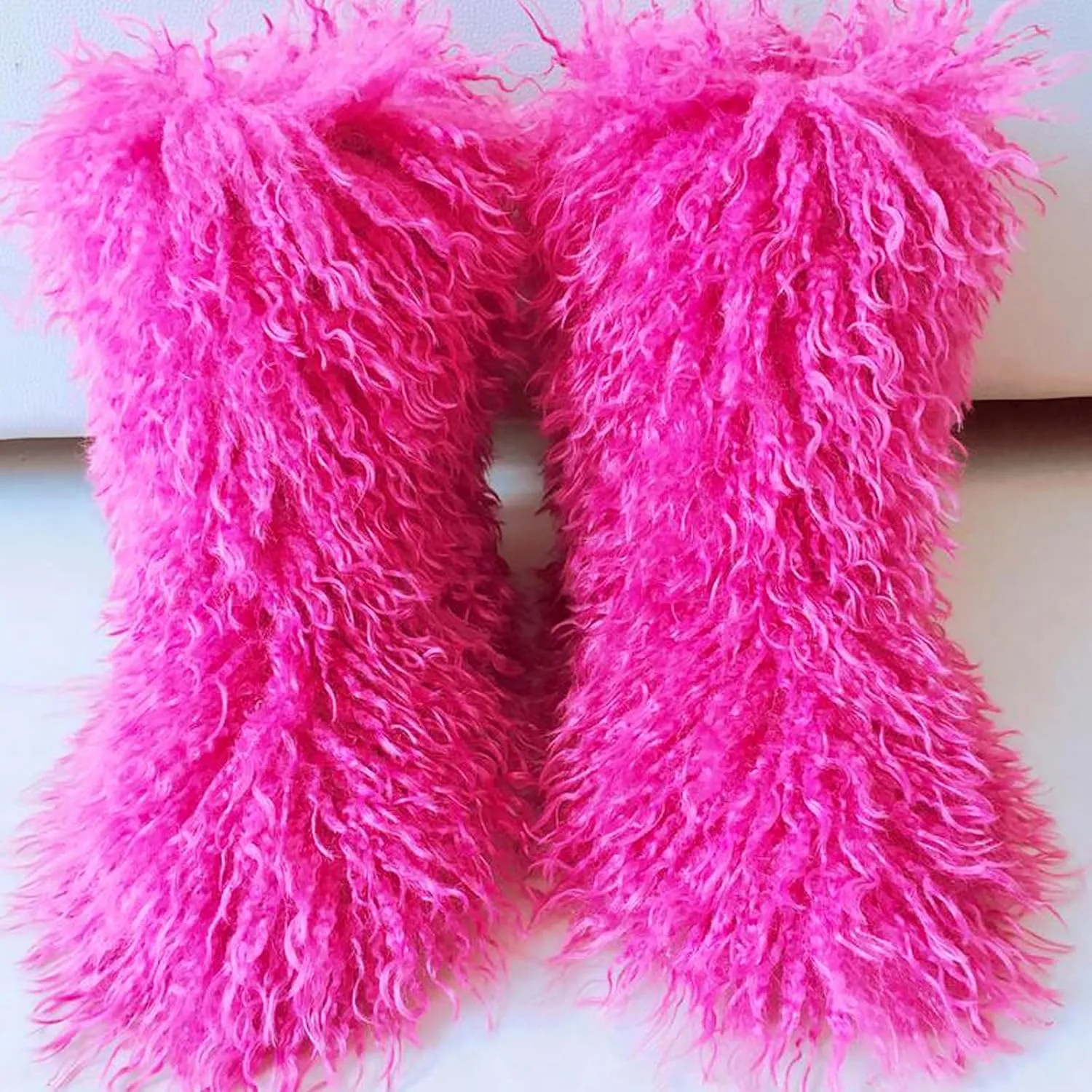 Valpeak Faux Fur Boots for Women 2024 Mongolian Furry y2k for Girls Winter Fluffy Fuzzy