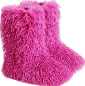 Valpeak Faux Fur Boots for Women 2024 Mongolian Furry y2k for Girls Winter Fluffy Fuzzy