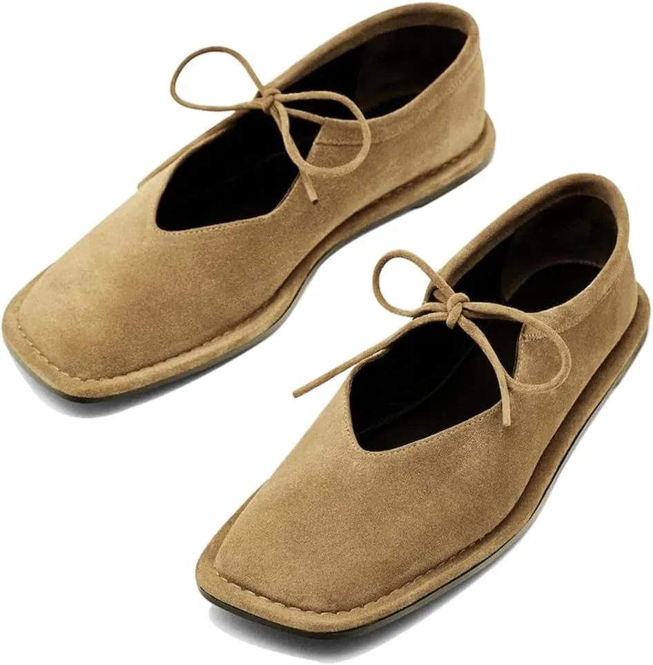 Vertundy Square Toe Ballet Flats Shoes for Women Adjustable Strap Mary Jane Flats