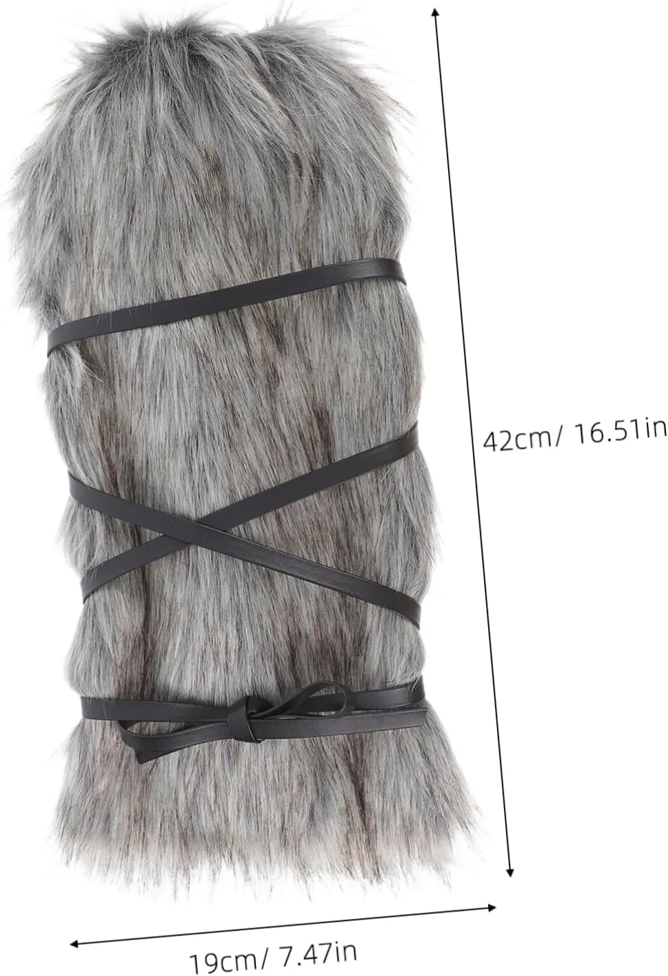 Viking Themed Fluffy Leg Warmers Faux Fur Medieval Leg Wraps for Women Men Halloween Costume Accessory 40cm