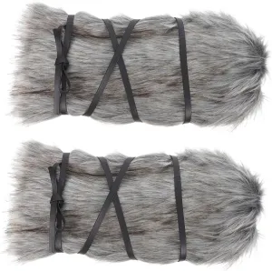 Viking Themed Fluffy Leg Warmers Faux Fur Medieval Leg Wraps for Women Men Halloween Costume Accessory 40cm