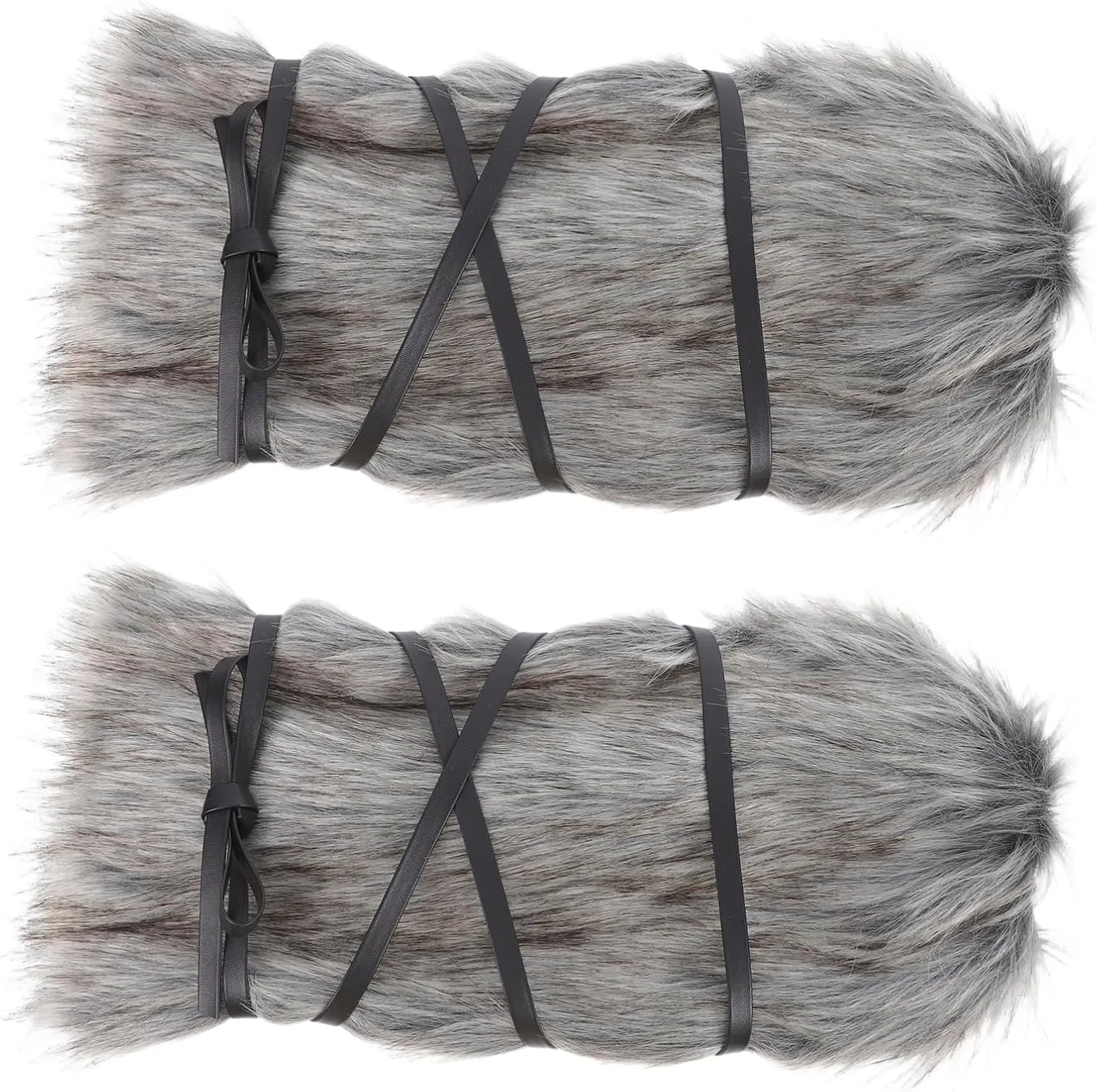 Viking Themed Fluffy Leg Warmers Faux Fur Medieval Leg Wraps for Women Men Halloween Costume Accessory 40cm