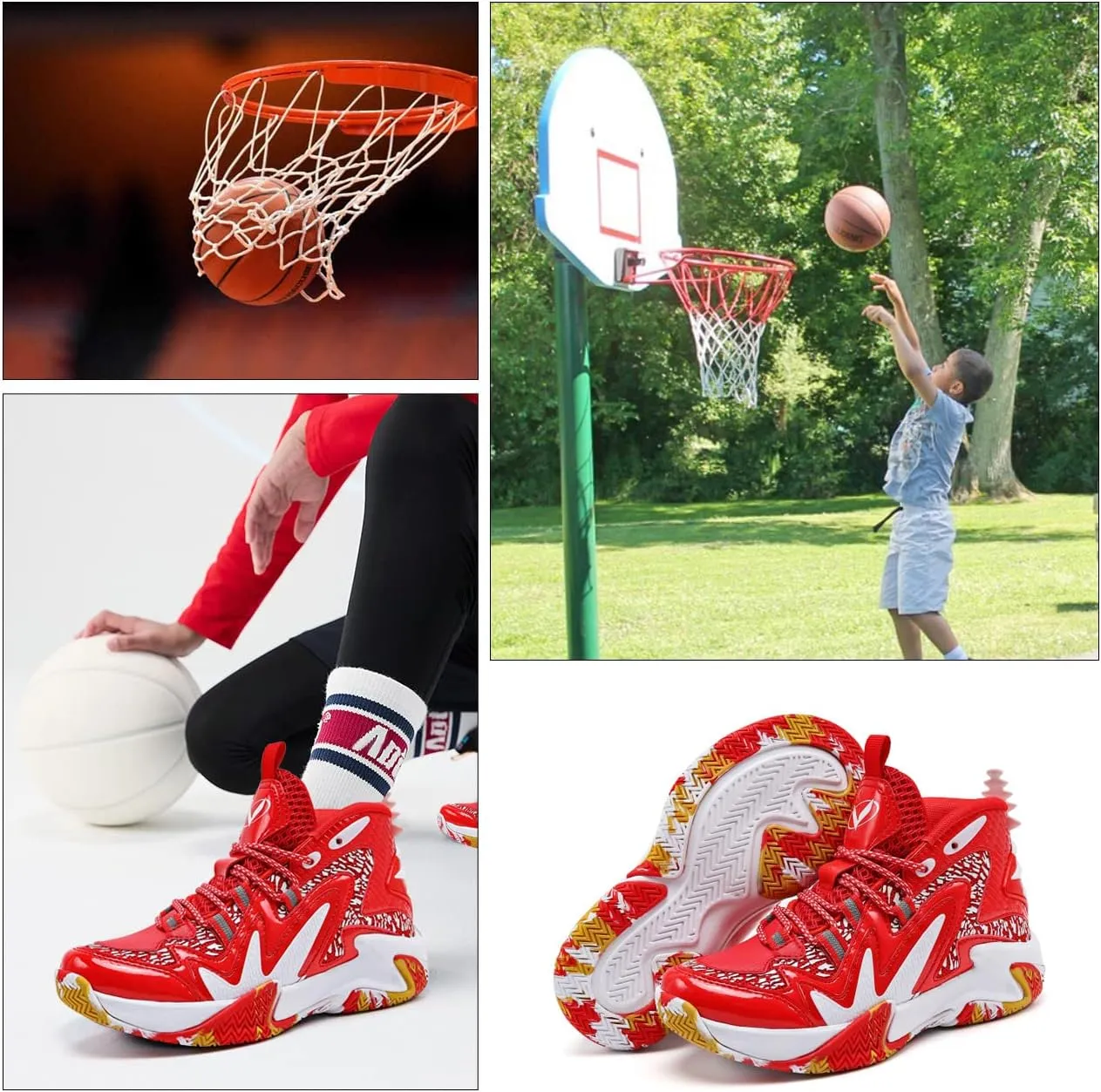 VITUOFLY Kids Basketball Shoes Boys Air Cushion Sneakers Girls Mid Top School Hoops Shoes Non-Slip Outdoor Sports Running Gym Comfortable Durable Little Kid/Big Kid