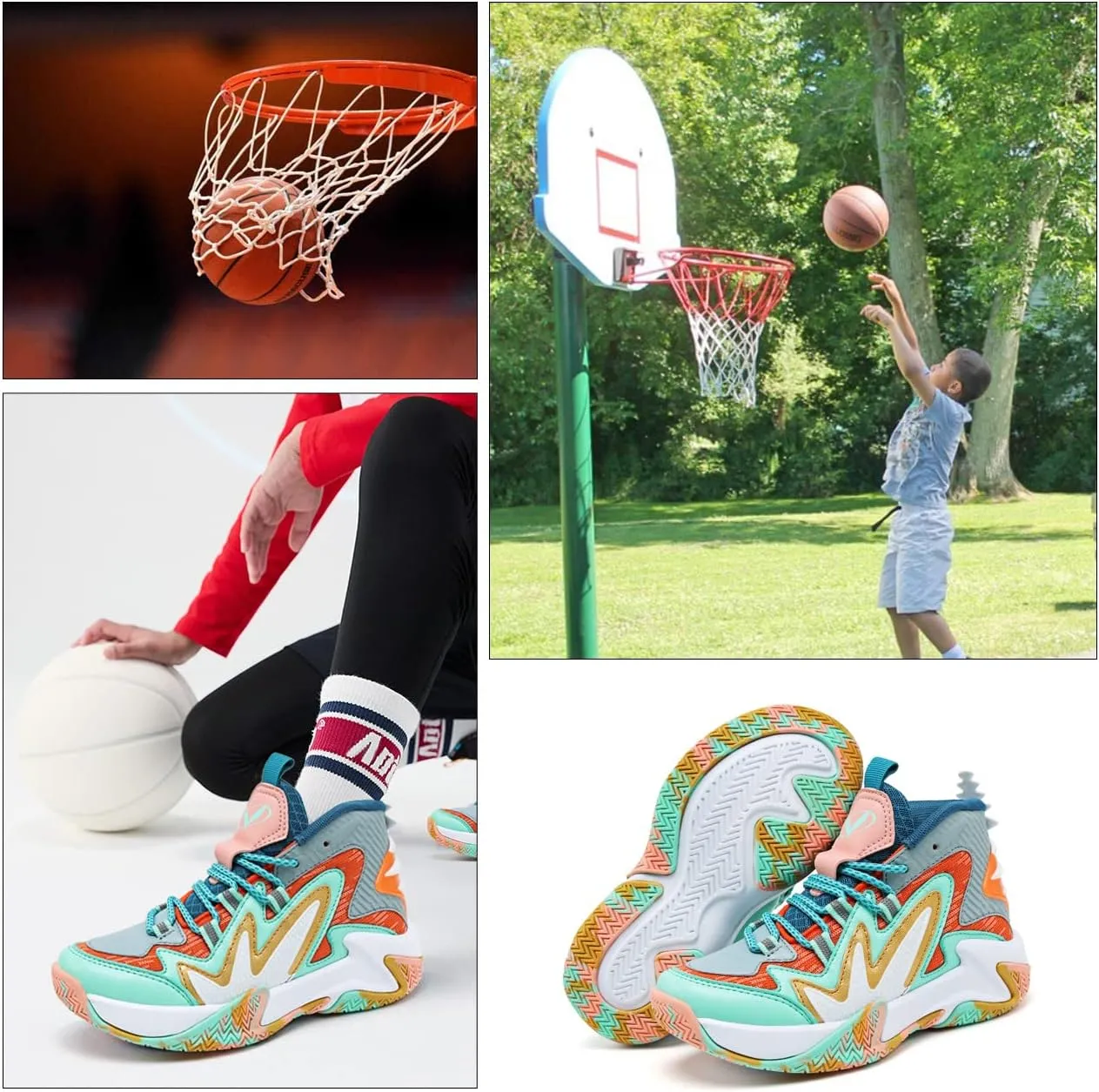 VITUOFLY Kids Basketball Shoes Boys Air Cushion Sneakers Girls Mid Top School Hoops Shoes Non-Slip Outdoor Sports Running Gym Comfortable Durable Little Kid/Big Kid