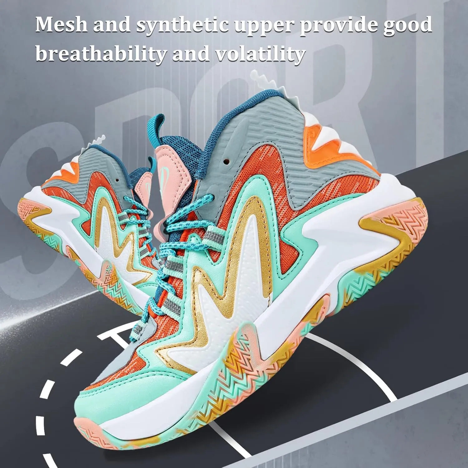 VITUOFLY Kids Basketball Shoes Boys Air Cushion Sneakers Girls Mid Top School Hoops Shoes Non-Slip Outdoor Sports Running Gym Comfortable Durable Little Kid/Big Kid
