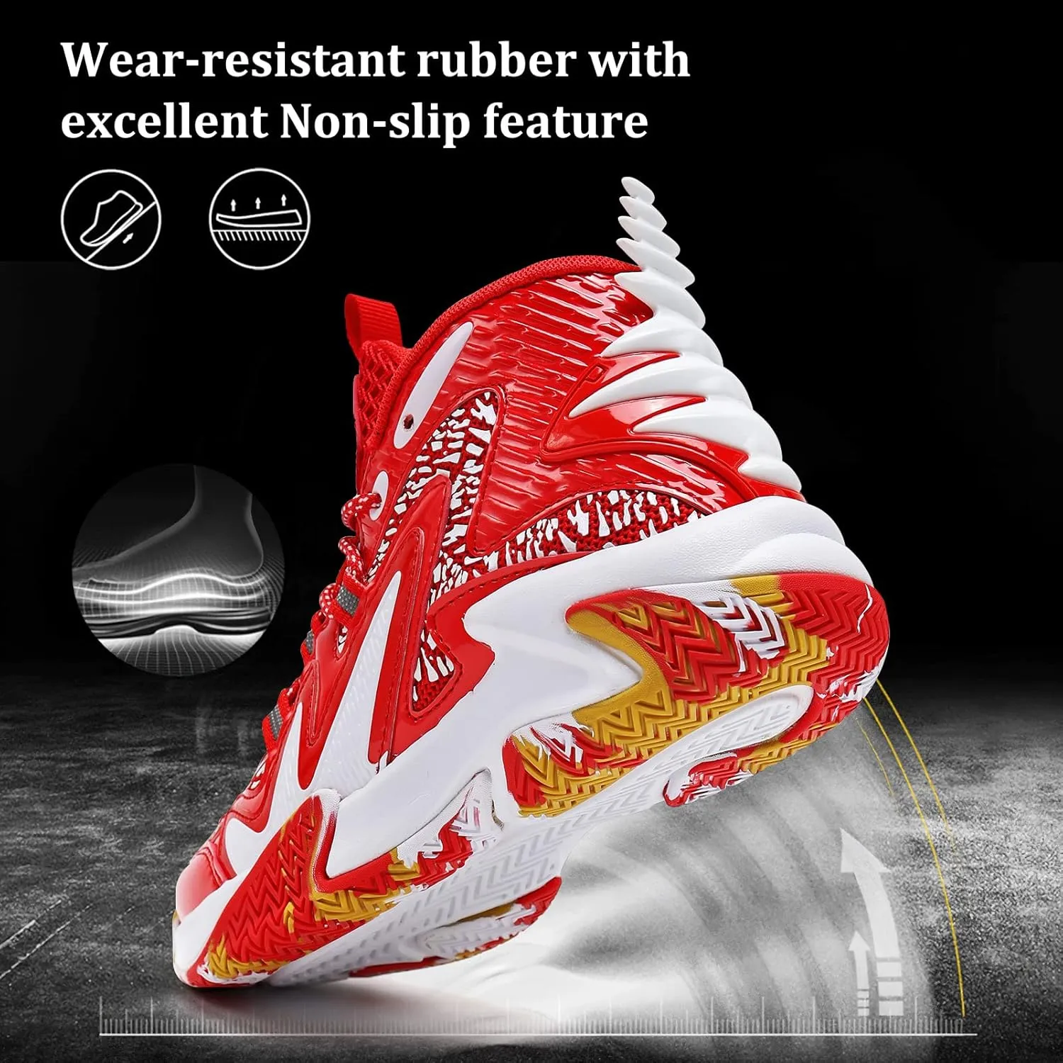 VITUOFLY Kids Basketball Shoes Boys Air Cushion Sneakers Girls Mid Top School Hoops Shoes Non-Slip Outdoor Sports Running Gym Comfortable Durable Little Kid/Big Kid