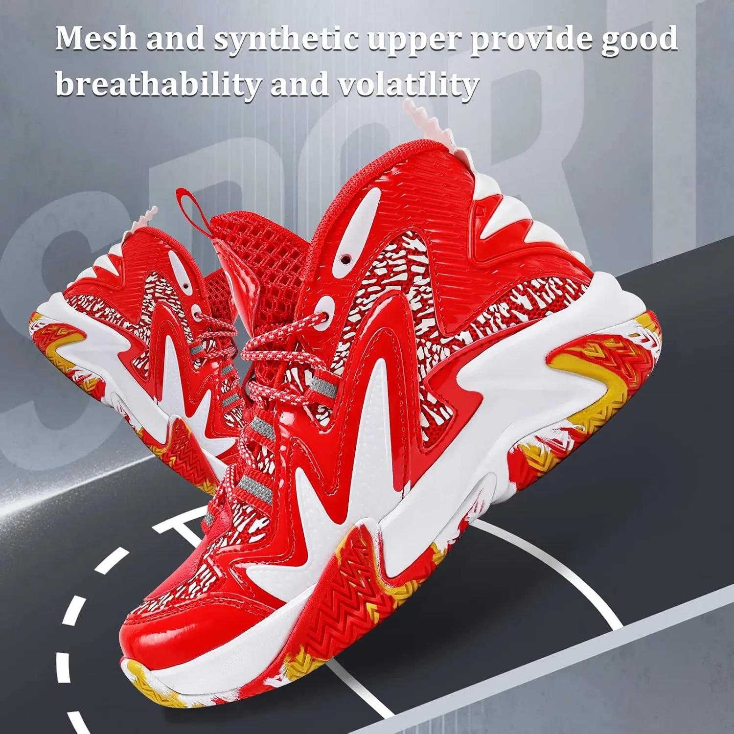 VITUOFLY Kids Basketball Shoes Boys Air Cushion Sneakers Girls Mid Top School Hoops Shoes Non-Slip Outdoor Sports Running Gym Comfortable Durable Little Kid/Big Kid