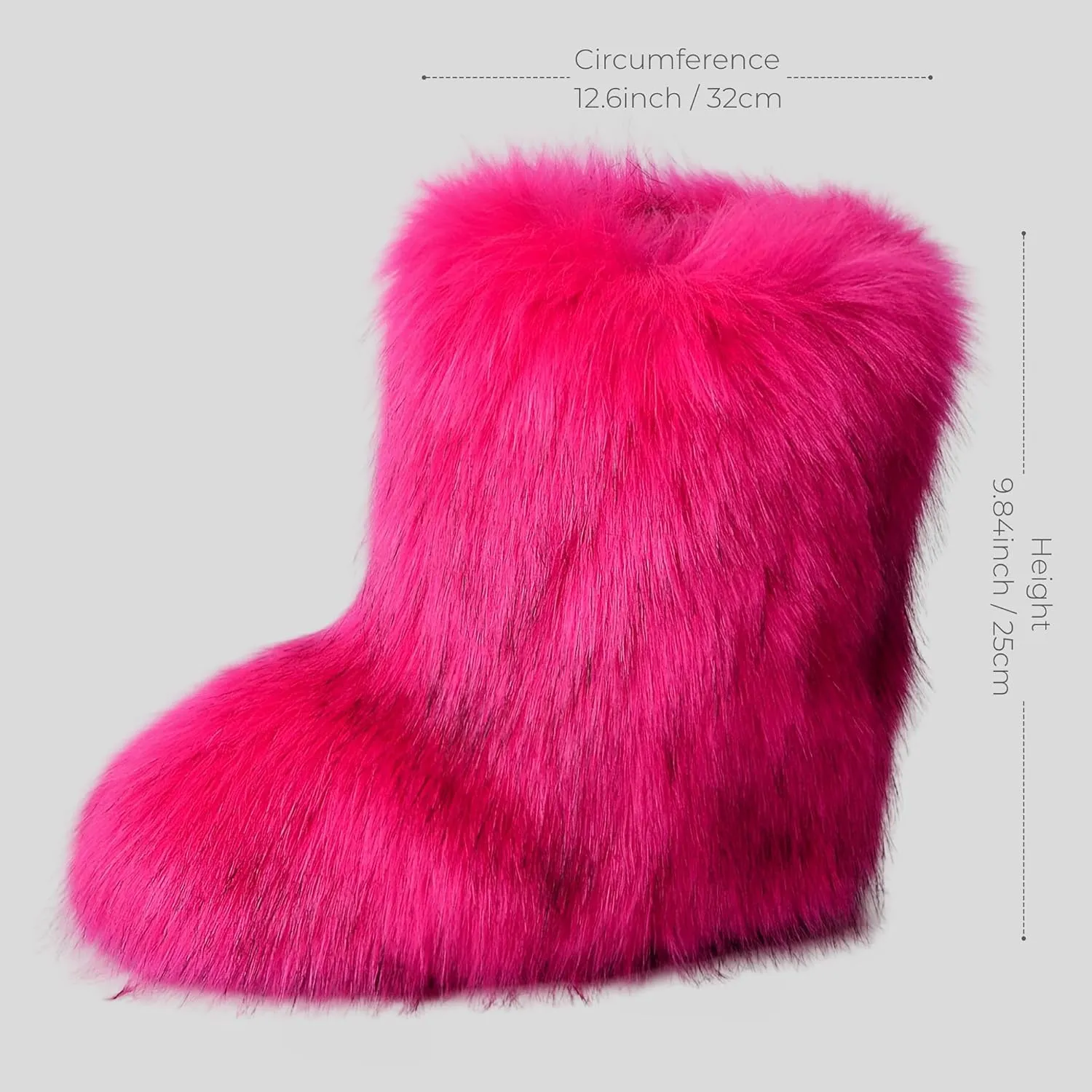 Waiirek Furry Boots for Women Fuzzy Fluffy Snow Boot Faux Fur Colorful with Round Toe Water Resistant Flat Shoes Rubber Sole for Girls Outdoor Christmas Fashion Party Gifts