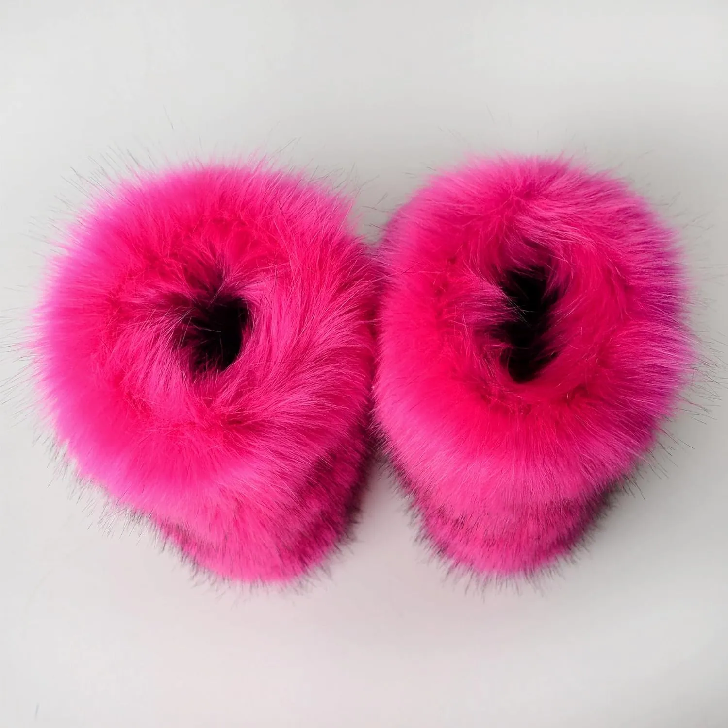 Waiirek Furry Boots for Women Fuzzy Fluffy Snow Boot Faux Fur Colorful with Round Toe Water Resistant Flat Shoes Rubber Sole for Girls Outdoor Christmas Fashion Party Gifts