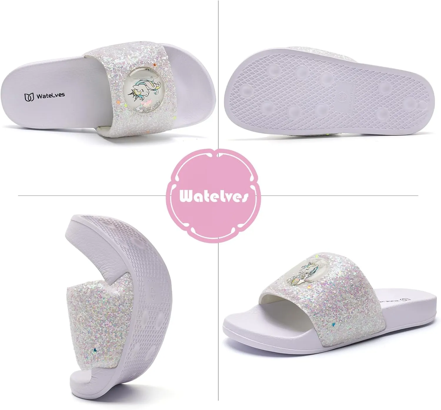 WateLves Girls & Boys Slide Sandals Kids Summer Slippers Slip On for Outdoor Beach Pool Shower (Little Kid/Big Kid)