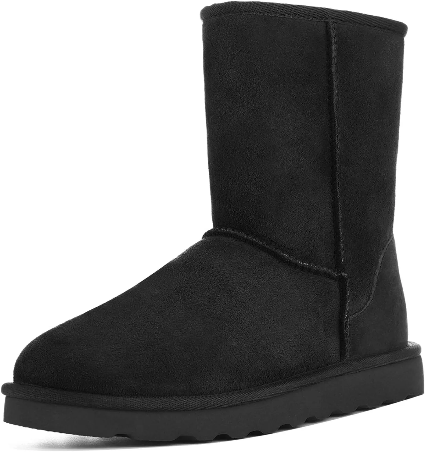 WaySoft Genuine Australia Mid Calf Sheepskin Fur Winter Boots for Women, Water Resistance Shearling Furry Boots Women
