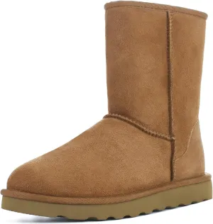 WaySoft Genuine Australia Mid Calf Sheepskin Fur Winter Boots for Women, Water Resistance Shearling Furry Boots Women