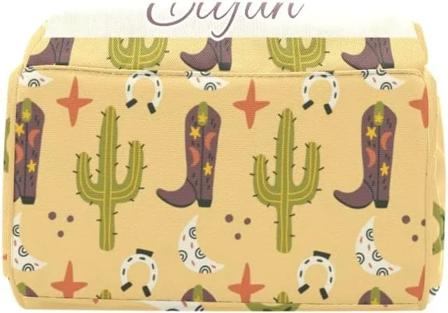 Western Cowboy Boots Cactus Personalized Diaper Bag Backpack Custom Name Large Capacity Diaper Backpack Travel Daypack Nursing Nappy Bag Mommy Gift