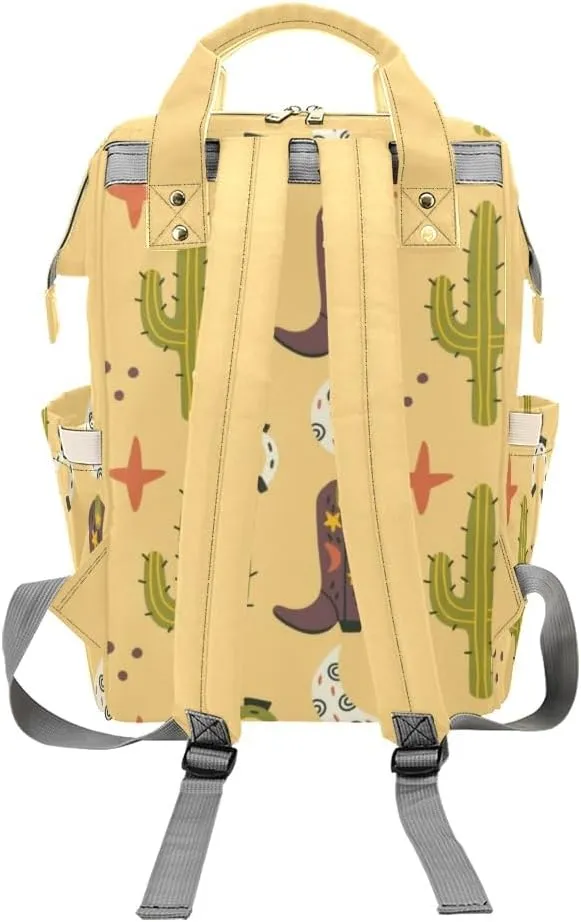 Western Cowboy Boots Cactus Personalized Diaper Bag Backpack Custom Name Large Capacity Diaper Backpack Travel Daypack Nursing Nappy Bag Mommy Gift