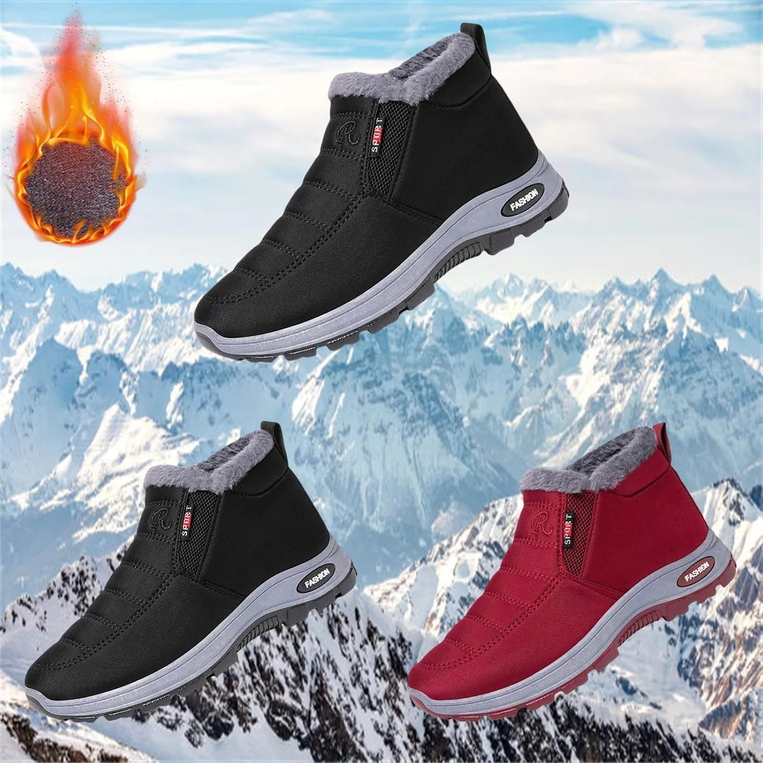 Winter Boots for Women Faux Fur Snow Boots Warm Lined Short Anti-Slip Outdoor Indoor Flat Furry Fluffy Shoes